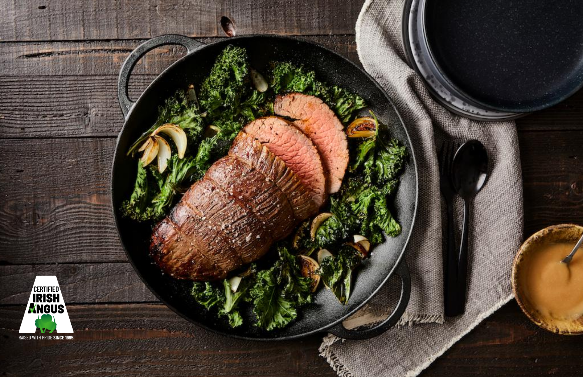 Certified Irish Angus Miso Round Roast with Crispy Kale Certified